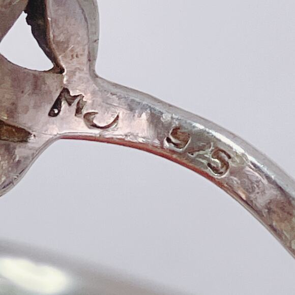 Vintage Sterling Silver Marcasite Leaf Bypass Ring Signed 925 Elegant Feminine - Picture 8 of 12